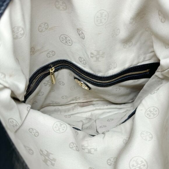 TORY BURCH | Amanda Leather Black & Gold Foldover Adjustable Crossbody Purse Bag - Picture 6 of 14